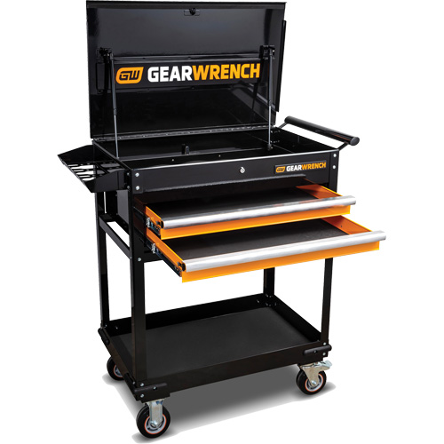 Chariot utilitaire, 2 tiroirs, 32-1/2" la x 42" h, Noir/Orange EastCoast Offshore Supplies