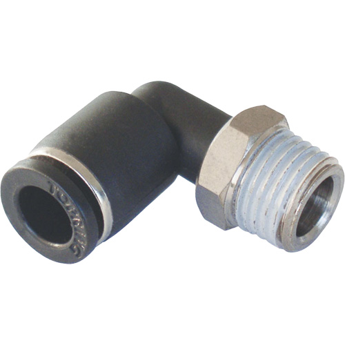 Adaptateur coude m&acirc;le NPT MAXFIT &agrave; raccord instantan&eacute; (push-to-connect), 3/8" x 1/2" dia., Polym&egrave;re PBT EastCoast Offshore Supplies