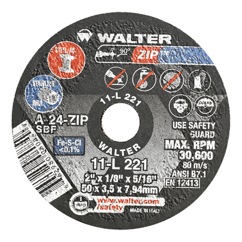 Portable Small Diameter Reinforced Cut-Off Wheels - Zip, 2" x 1/8", 5/16" Arbor, Type 1, Aluminum Oxide, 31000 RPM EastCoast Offshore Supplies