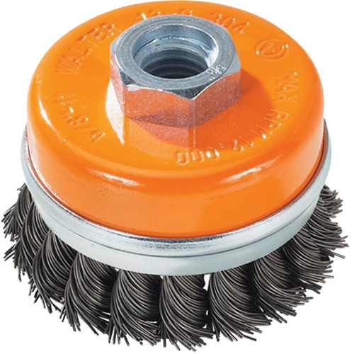 Knot-Twisted Wire Cup Brush with Ring, 3" Dia. x 5/8"-11 Arbor EastCoast Offshore Supplies