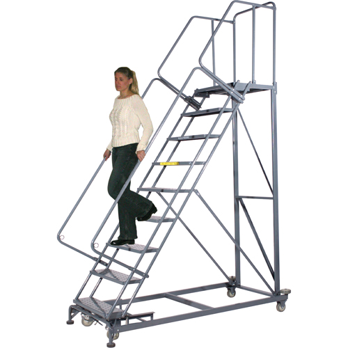Heavy-Duty Stairway Slope Ladders, 9 Steps, Perforated, 50° Incline, 90" High EastCoast Offshore Supplies
