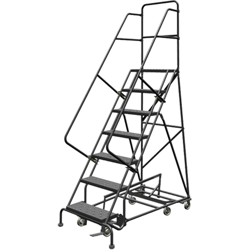 &eacute;chelles roulantes multidirectionnelles, 7 marches, Largeur de la marche 24", Hauteur de la plateforme 70", Acier EastCoast Offshore Supplies