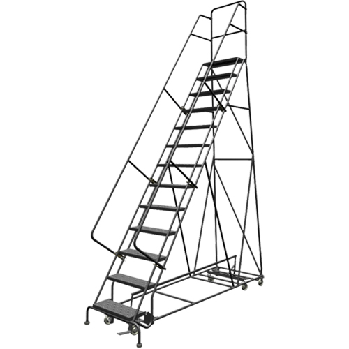 &eacute;chelles roulantes multidirectionnelles, 13 marches, Largeur de la marche 24", Hauteur de la plateforme 130", Acier EastCoast Offshore Supplies