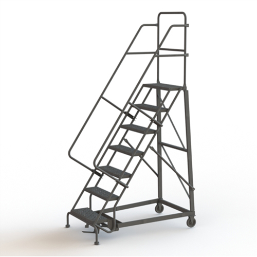 Heavy Duty Rolling Ladder, 7 Steps, 24" Step Width, 70" Platform Height, Steel EastCoast Offshore Supplies