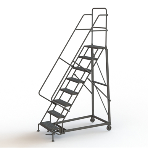 Heavy Duty Rolling Ladder, 8 Steps, 24" Step Width, 80" Platform Height, Steel EastCoast Offshore Supplies