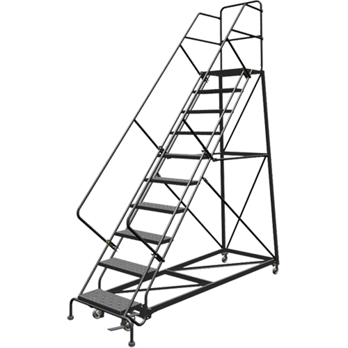 Safety Slope Rolling Ladder, 9 Steps, Perforated, 50° Incline, 90" High EastCoast Offshore Supplies