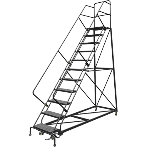 Safety Slope Rolling Ladder, 11 Steps, Perforated, 50° Incline, 110" High EastCoast Offshore Supplies