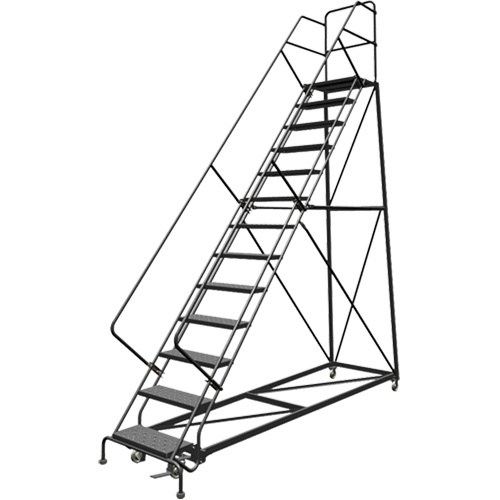 Safety Slope Rolling Ladder, 13 Steps, Perforated, 50° Incline, 130" High EastCoast Offshore Supplies