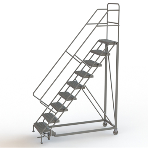 Safety Slope Rolling Ladder, 9 Steps, Serrated, 50° Incline, 90" High EastCoast Offshore Supplies