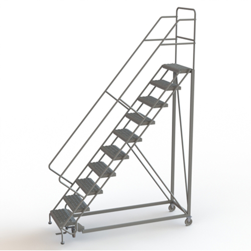 Safety Slope Rolling Ladder, 10 Steps, Serrated, 50° Incline, 100" High EastCoast Offshore Supplies