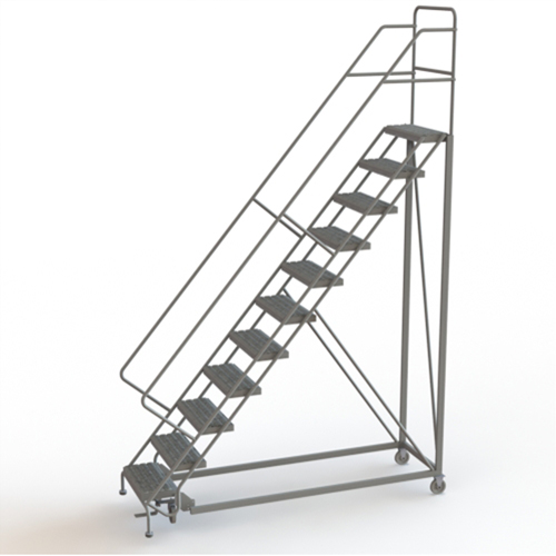 Safety Slope Rolling Ladder, 11 Steps, Serrated, 50° Incline, 110" High EastCoast Offshore Supplies