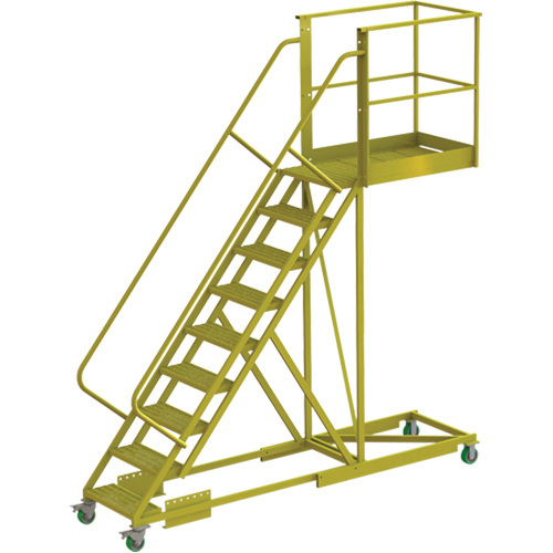 Cantilever Rolling Ladder, Supported, 9 Steps, 40" Platform Depth, 90" Platform Height EastCoast Offshore Supplies
