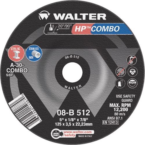 Meule combin&eacute;e HP Combo &agrave; moyeu d&eacute;port&eacute;, 5" x 1/8", Arbre de 7/8", Type 27 EastCoast Offshore Supplies