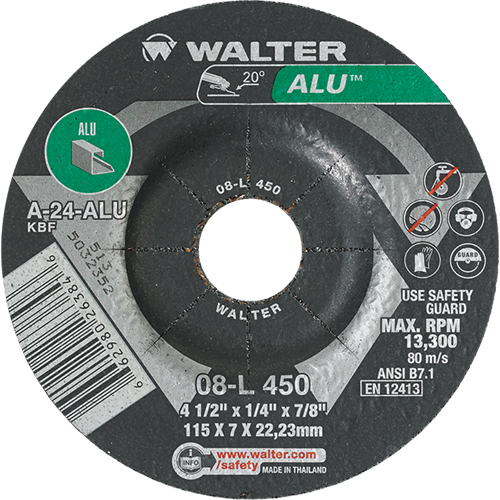 Aluminium Depressed Centre Grinding Wheels, 4-1/2" x 1/4", 7/8" Arbor, Type 27 EastCoast Offshore Supplies