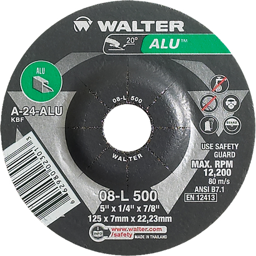 Aluminium Depressed Centre Grinding Wheels, 5" x 1/4", 7/8" Arbor, Type 27 EastCoast Offshore Supplies