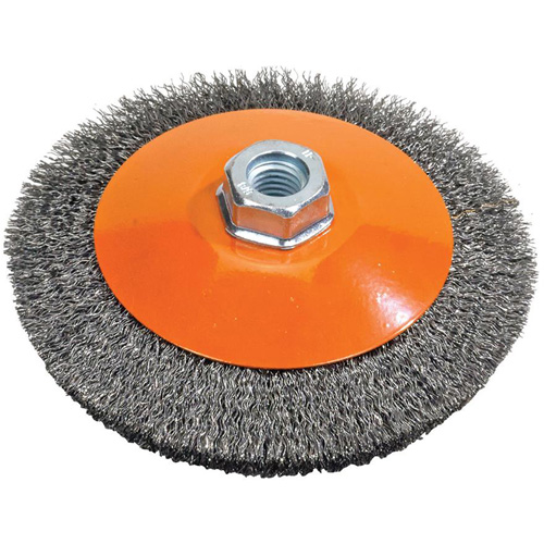Saucer Crimped Wire Wheel, 6" Dia., 0.012" Fill, 5/8"-11 Arbor EastCoast Offshore Supplies