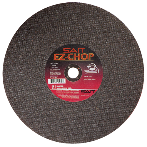 EZ-Chop&reg; Chop Saw Wheel, 14" x 3/32", 1" Arbor, Type 1, Aluminum Oxide, 4400 RPM EastCoast Offshore Supplies