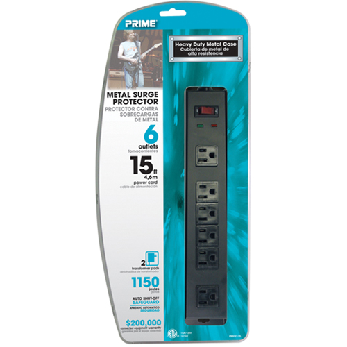 Surge Protector, 6 Outlets, 1150 J, 1875 W, 15' Cord EastCoast Offshore Supplies