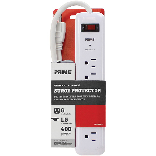 Protecteurs de surtension, 6 Prises, 400 J, 1875 W, Cordon 2' EastCoast Offshore Supplies
