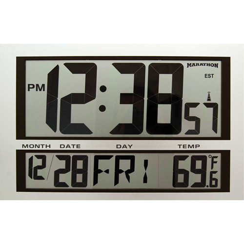 Jumbo Clock, Digital, Battery Operated, 16.5" W x 1.7" D x 11" H, Silver EastCoast Offshore Supplies