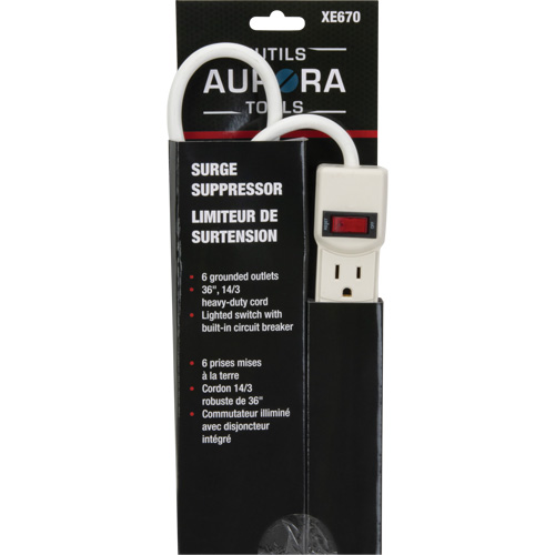 Limiteur de surtension, 6 Prises, 200 J, 1875 W, Cordon 3' EastCoast Offshore Supplies