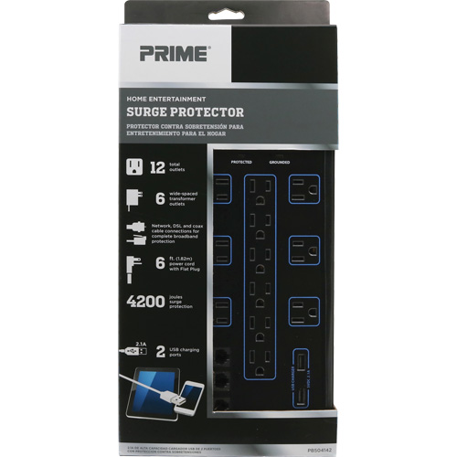 USB Charging Surge Protectors, 12 Outlets, 4200 J, 1875 W, 6' Cord EastCoast Offshore Supplies