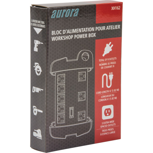 Protecteur de surtension &agrave; prise multiple pour l'atelier, 8 Prises, 1350 J, 1875 W, Cordon 6' EastCoast Offshore Supplies