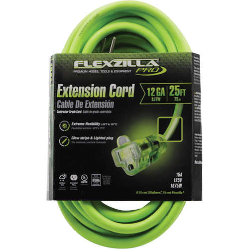 Flexzilla&reg; Pro Industrial Extension Cord, All-Weather, SJTW, 12/3 AWG, 15 A, 25' EastCoast Offshore Supplies