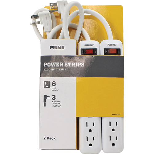 Power Strip 2-Pack, 6 Outlet(s), 3', 15 A, 1875 W, 125 V EastCoast Offshore Supplies