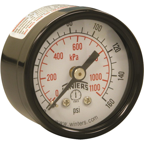 Economy Pressure Gauge, 1-1/2" , 0 - 160 psi, Back Mount, Analogue EastCoast Offshore Supplies