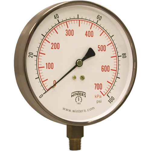 Contractor Pressure Gauge, 4-1/2" , 0 - 100 psi, Bottom Mount, Analogue EastCoast Offshore Supplies