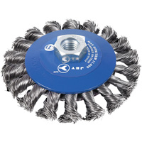 Knot Twisted Conical Bevel Brush, 5" Dia., 0.02" Fill, 5/8"-11NC Arbor EastCoast Offshore Supplies