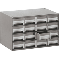 Modular Parts Cabinets, Steel, 16 Drawers, 17" x 10-9/16" x 2-1/8", Grey EastCoast Offshore Supplies
