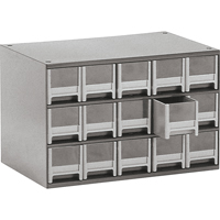 Casiers modulaires pour pi&egrave;ces, Acier, 15 tiroirs, 17" x 10-9/16" x 3-1/16", Gris EastCoast Offshore Supplies