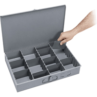 Adjustable Compartment Boxes, Steel, Variable Slots, 18" W x 12" D x 3" H, Grey EastCoast Offshore Supplies
