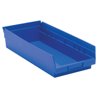 Shelf Bins, 8-3/8" W x 4" H x 17-7/8" D, Blue, 40 lbs. Capacity EastCoast Offshore Supplies