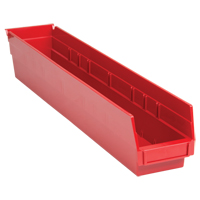 Shelf Bins, 4-1/8" W x 4" H x 23-5/8" D, Red, 50 lbs. Capacity EastCoast Offshore Supplies