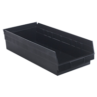 Economy Shelf Bin, 8-3/8" W x 4" H x 17-7/8" D, Black EastCoast Offshore Supplies