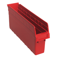 Store-Max Shelf Bins, 4-3/8" W x 8" H x 17-7/8" D, Red, 56 lbs. Capacity EastCoast Offshore Supplies