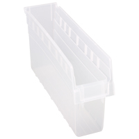 Store-Max Shelf Bins, 4-3/8" W x 8" H x 17-7/8" D, Clear, 56 lbs. Capacity EastCoast Offshore Supplies