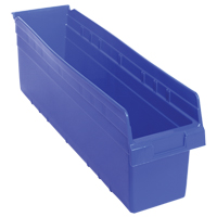 Store-Max Shelf Bins, 6-5/8" W x 8" H x 23-5/8" D, Blue, 68 lbs. Capacity EastCoast Offshore Supplies
