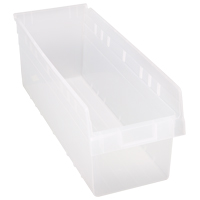 Store-Max Shelf Bins, 8-3/8" W x 8" H x 23-5/8" D, Clear, 68 lbs. Capacity EastCoast Offshore Supplies