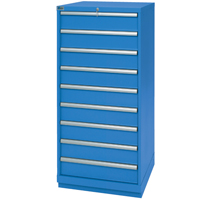 Drawer Cabinets, 9 Drawers, 28-1/4" W x 28-1/2" D x 59-1/2" H, Bright blue EastCoast Offshore Supplies