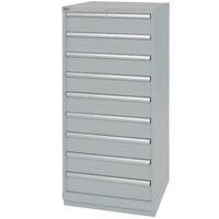Drawer Cabinets, 9 Drawers, 28-1/4" W x 28-1/2" D x 59-1/2" H, Grey EastCoast Offshore Supplies
