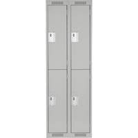 Clean Line Lockers, 2 -tier, Bank of 2, 24" x 18" x 72", Steel, Grey, Rivet (Assembled) EastCoast Offshore Supplies