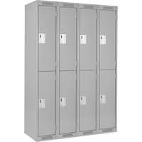 Clean Line Lockers, 2 -tier, Bank of 4, 48" x 18" x 72", Steel, Grey, Rivet (Assembled) EastCoast Offshore Supplies