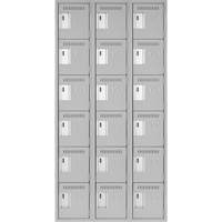 Clean Line Lockerettes, 6 -tier, Bank of 3, 36" x 18" x 72", Steel, Grey, Rivet (Assembled) EastCoast Offshore Supplies