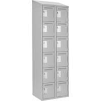 Clean Line Lockerette , 6 -tier, Bank of 2, 24" x 18" x 78", Steel, Grey, Rivet (Assembled) EastCoast Offshore Supplies