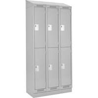 Clean Line Lockers, 2 -tier, Bank of 3, 36" x 18" x 82", Steel, Grey, Rivet (Assembled) EastCoast Offshore Supplies