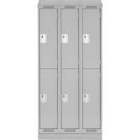 Clean Line Lockers, 2 -tier, Bank of 3, 36" x 18" x 82", Steel, Grey, Rivet (Assembled) EastCoast Offshore Supplies
